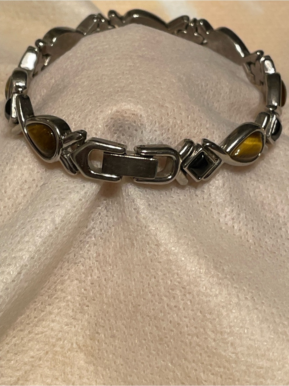 Sterling-Style Silver Bracelet with Amber Accent